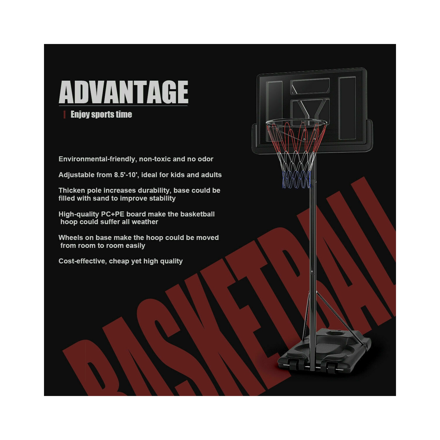 Panier de basket sur pied Gymax - Ajustable