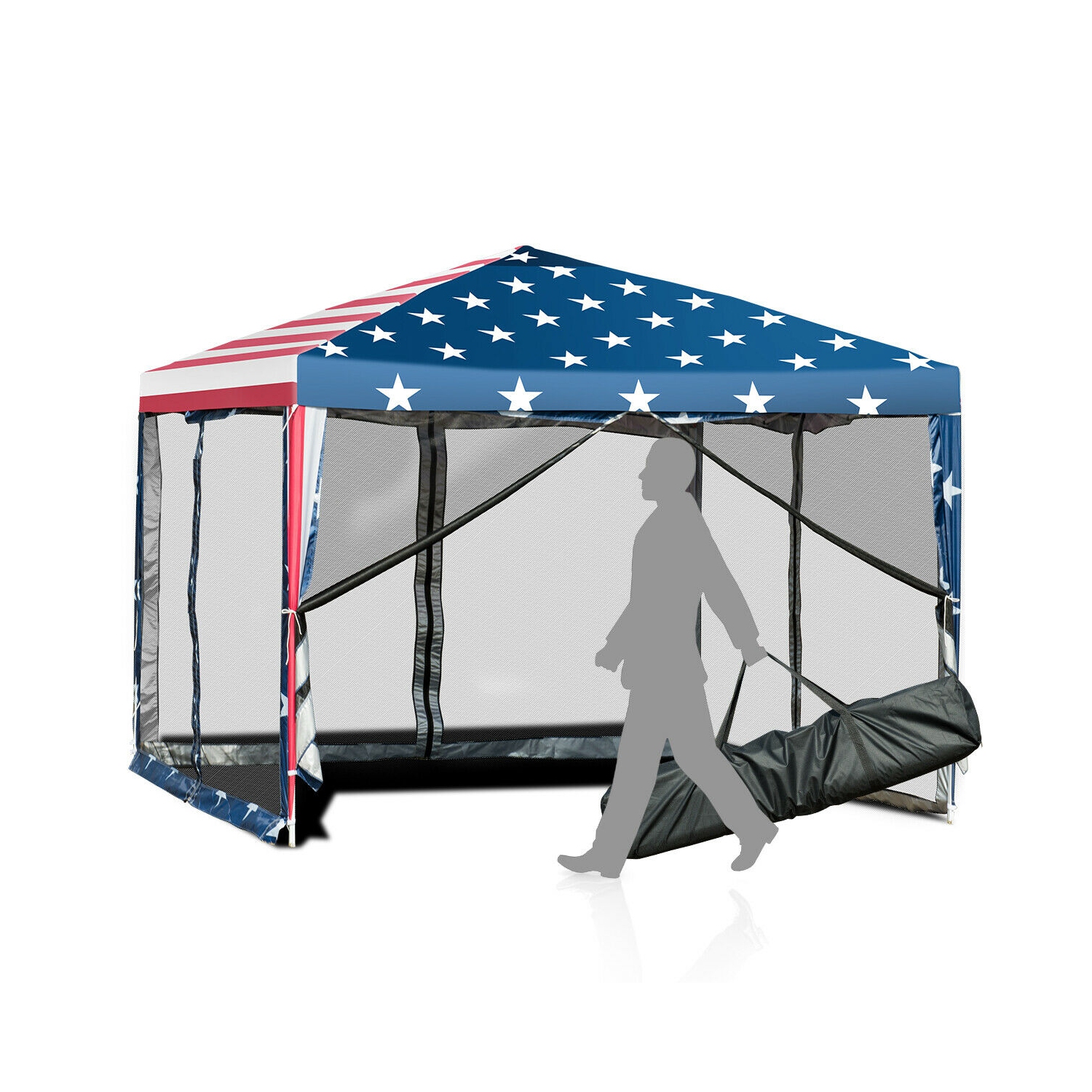 Gymax 10' x 10' Outdoor Pop-up Canopy Tent w/ Mesh Sidewalls Carrying Bag