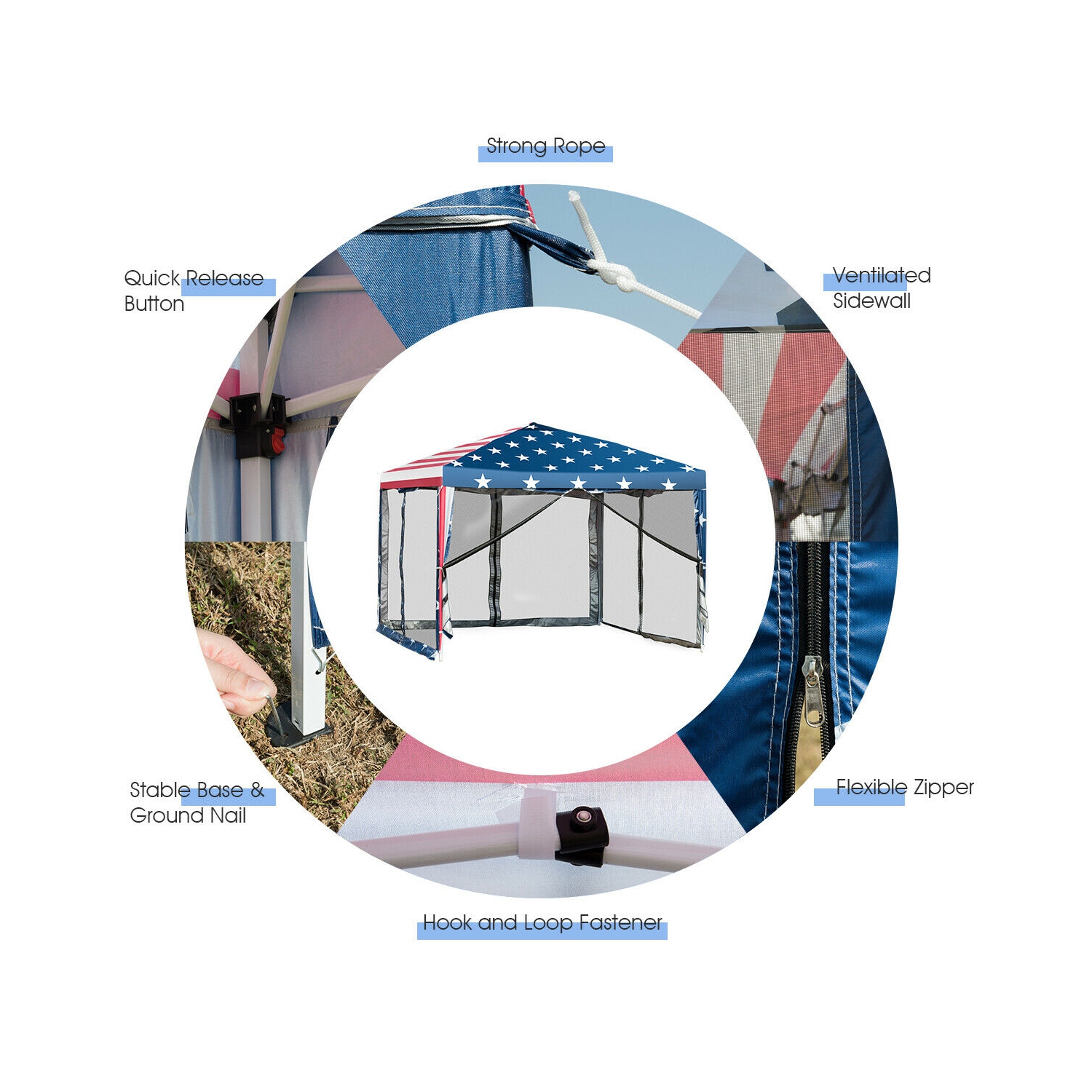 Gymax 10' x 10' Outdoor Pop-up Canopy Tent w/ Mesh Sidewalls Carrying Bag