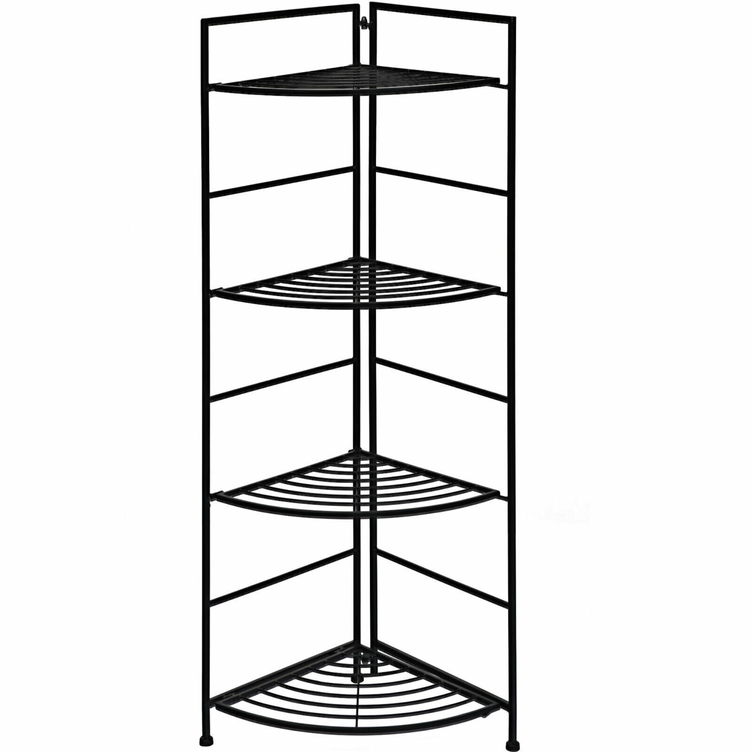 Gymax 4 Tier Folding Metal Shelf Plant Stand Storage Open Shelf Corner Display Rack