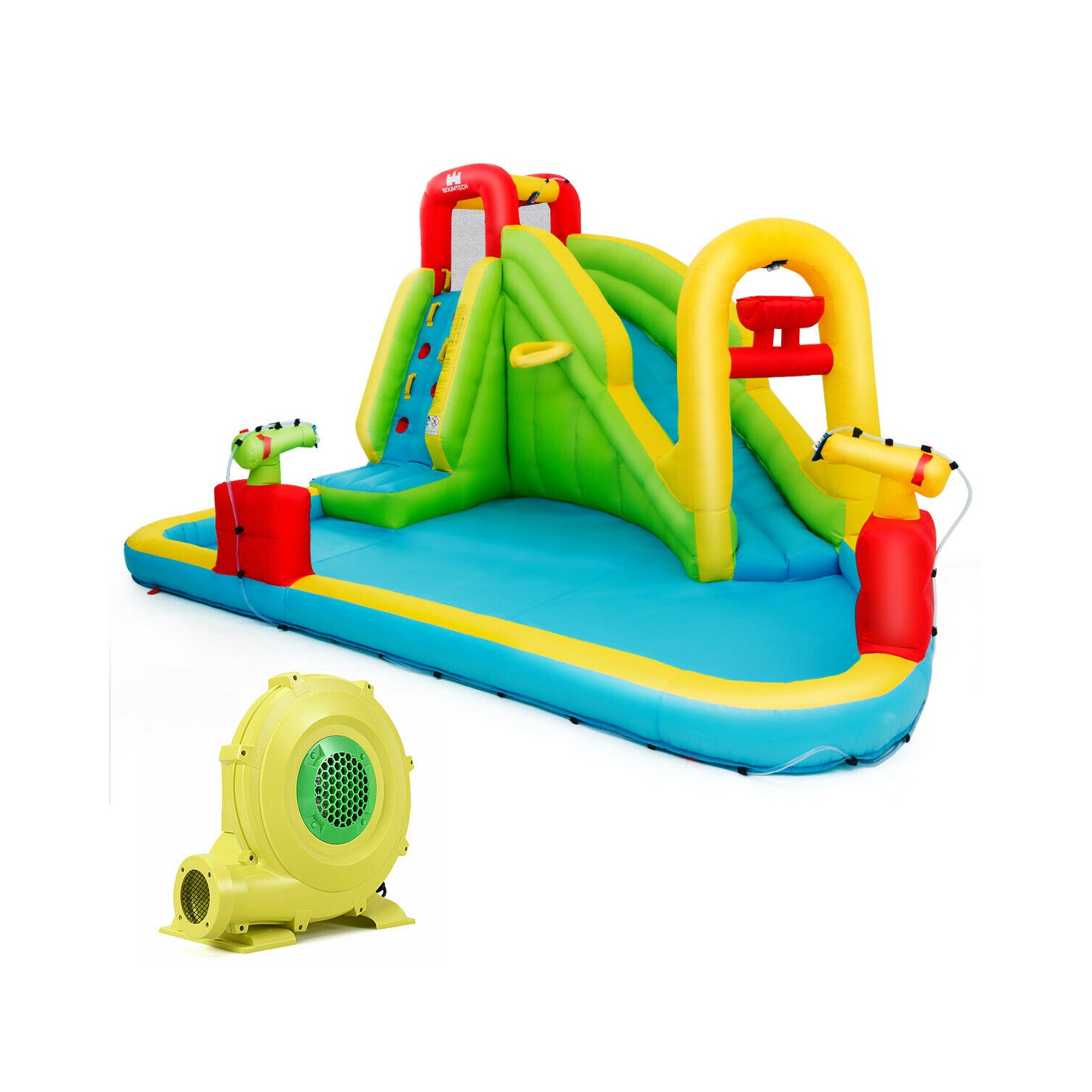 Gymax Outdoor Inflatable Splash Water Bounce House Jump Slide w/Blower