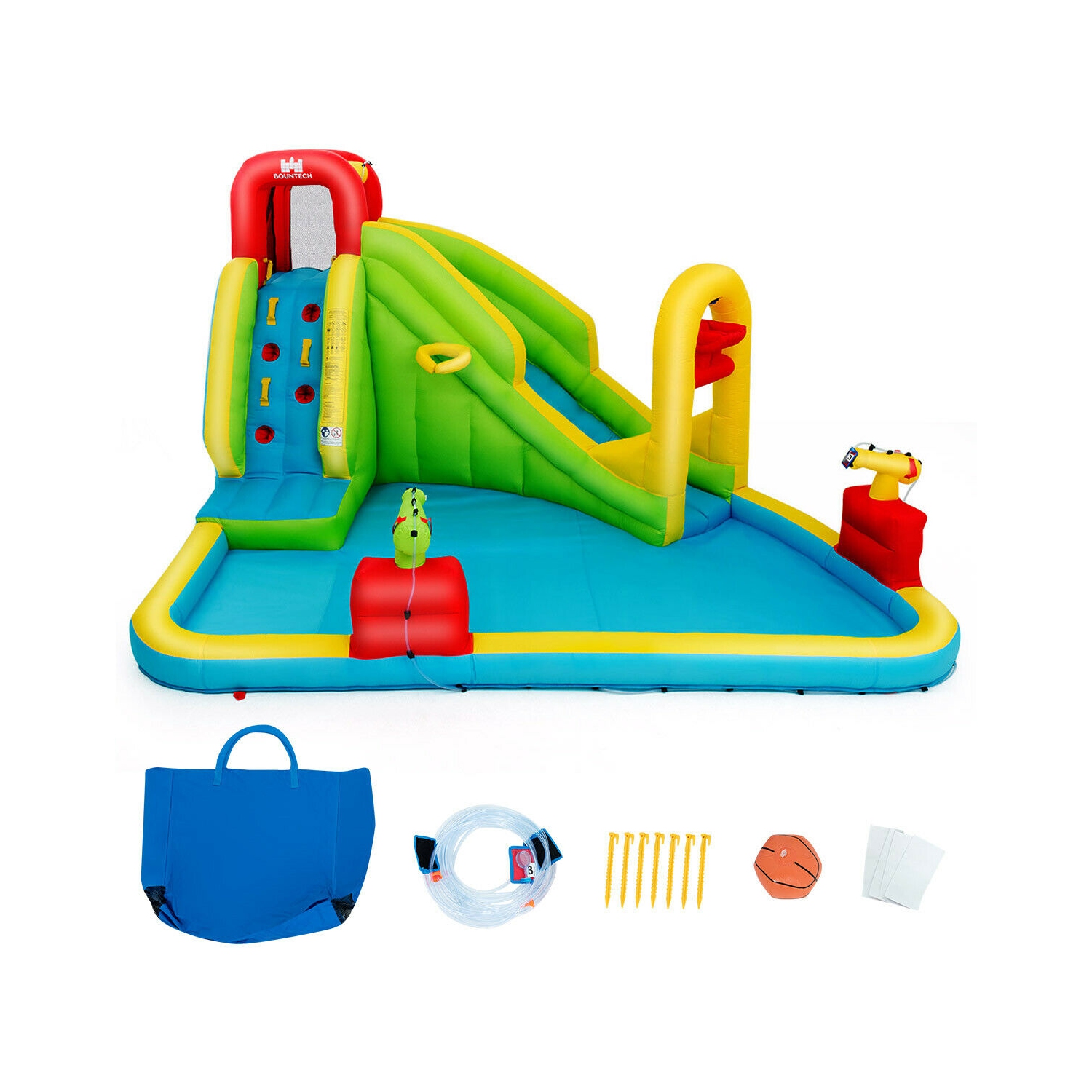 Gymax Outdoor Inflatable Splash Water Bounce House Jump Slide w/Blower