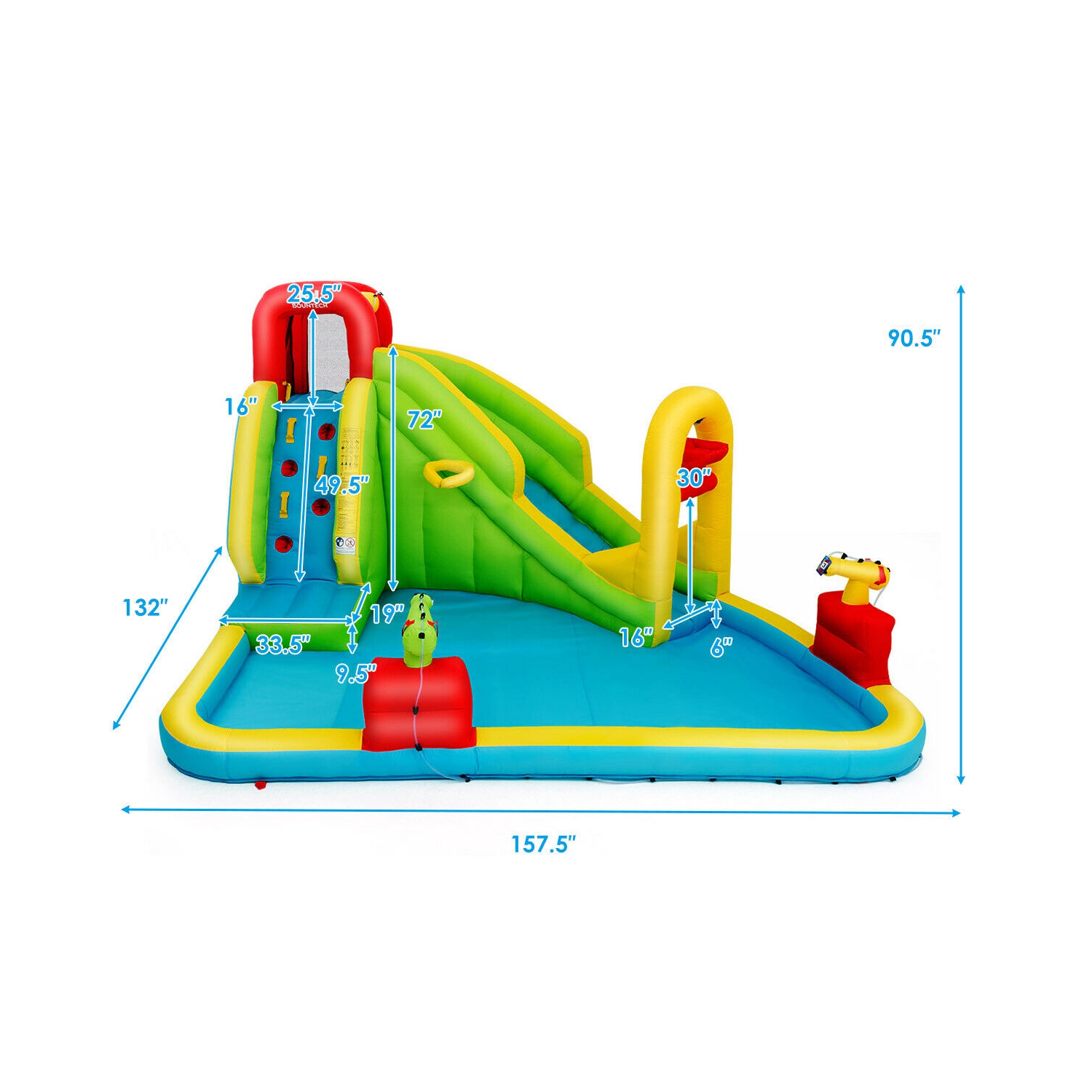 Gymax Outdoor Inflatable Splash Water Bounce House Jump Slide w/Blower