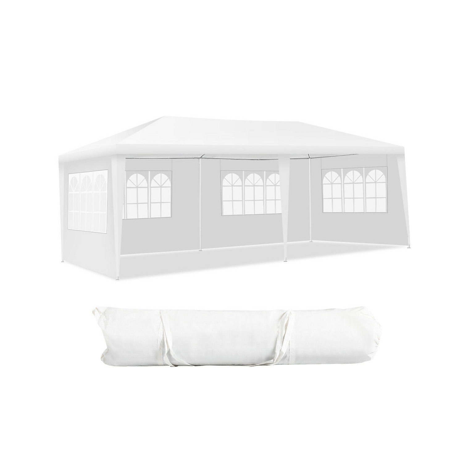 Gymax 10'x20' Outdoor Canopy Weather-resistant Tent Wedding Party Tent 4 Sidewalls W/Carry Bag