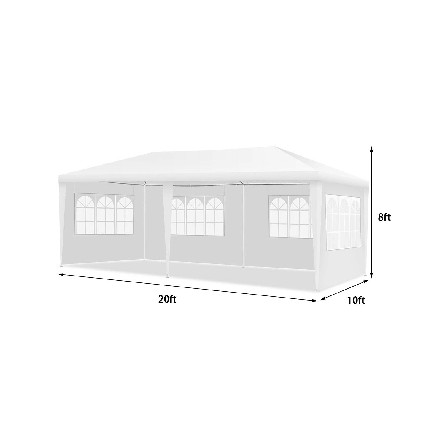 Gymax 10'x20' Outdoor Canopy Weather-resistant Tent Wedding Party Tent 4 Sidewalls W/Carry Bag