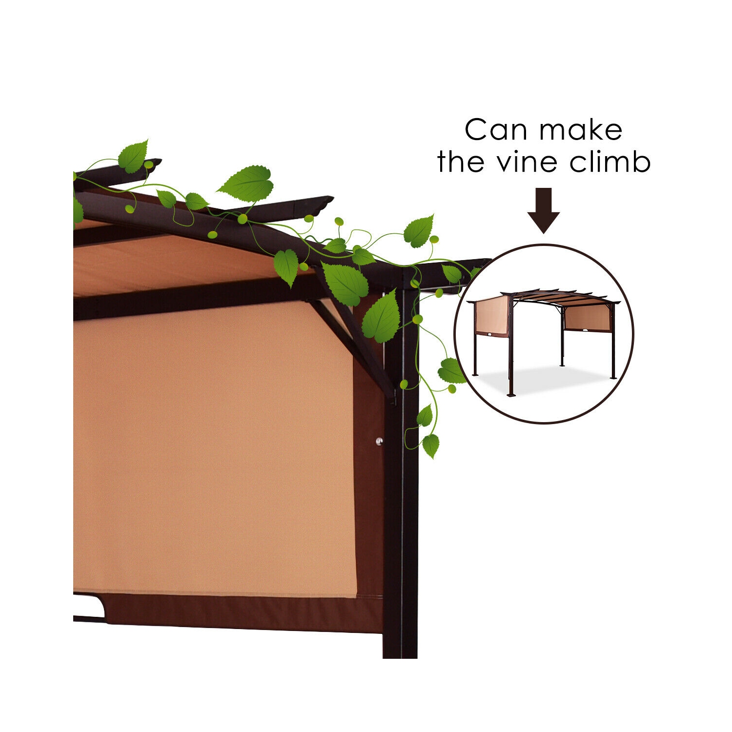 Kit de pergola 12' x 9' Auvent de gazebo à armature métallique Abris de patio Gymax