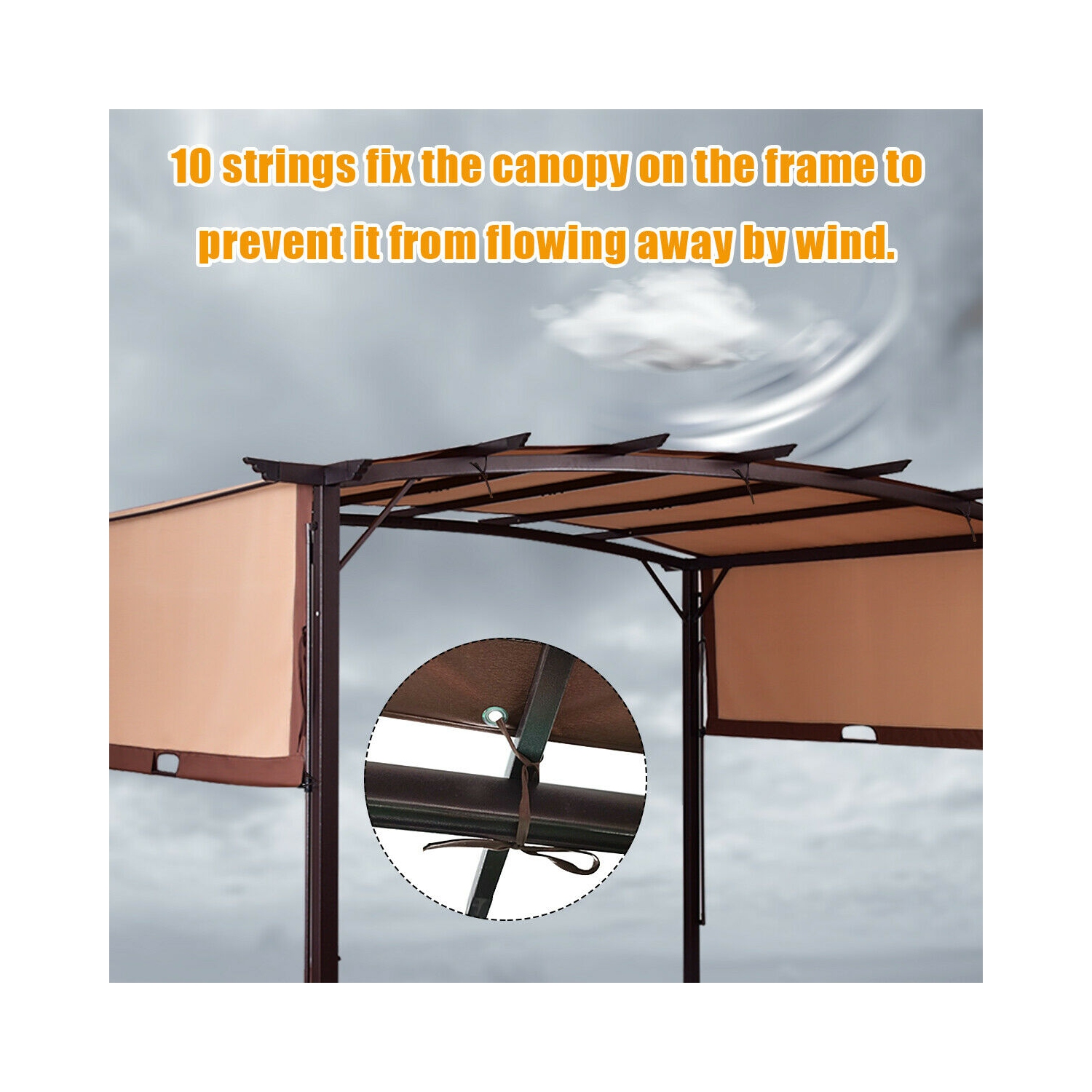 Kit de pergola 12' x 9' Auvent de gazebo à armature métallique Abris de patio Gymax