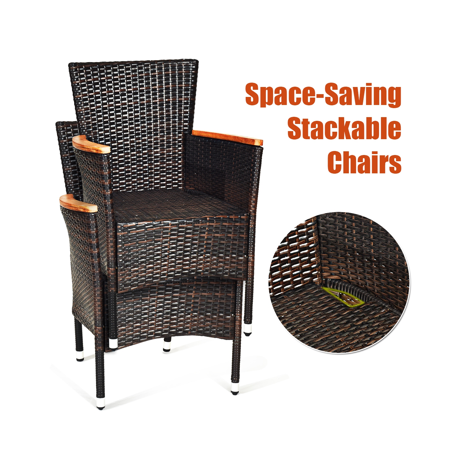 7PCS Ensemble mobilier de salle à manger en rotin 6 chaises avec coussins Patio marque Gymax