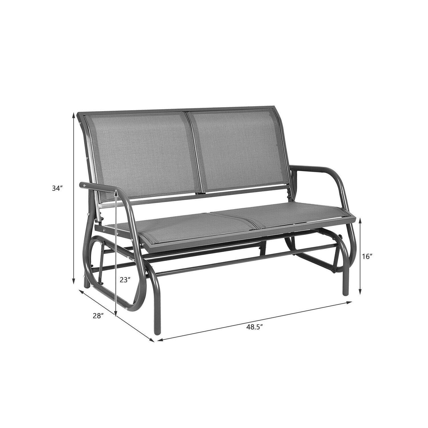 Chaise balançoire d'extérieur, banc de terrasse confortable pour 2 personnes,Gris