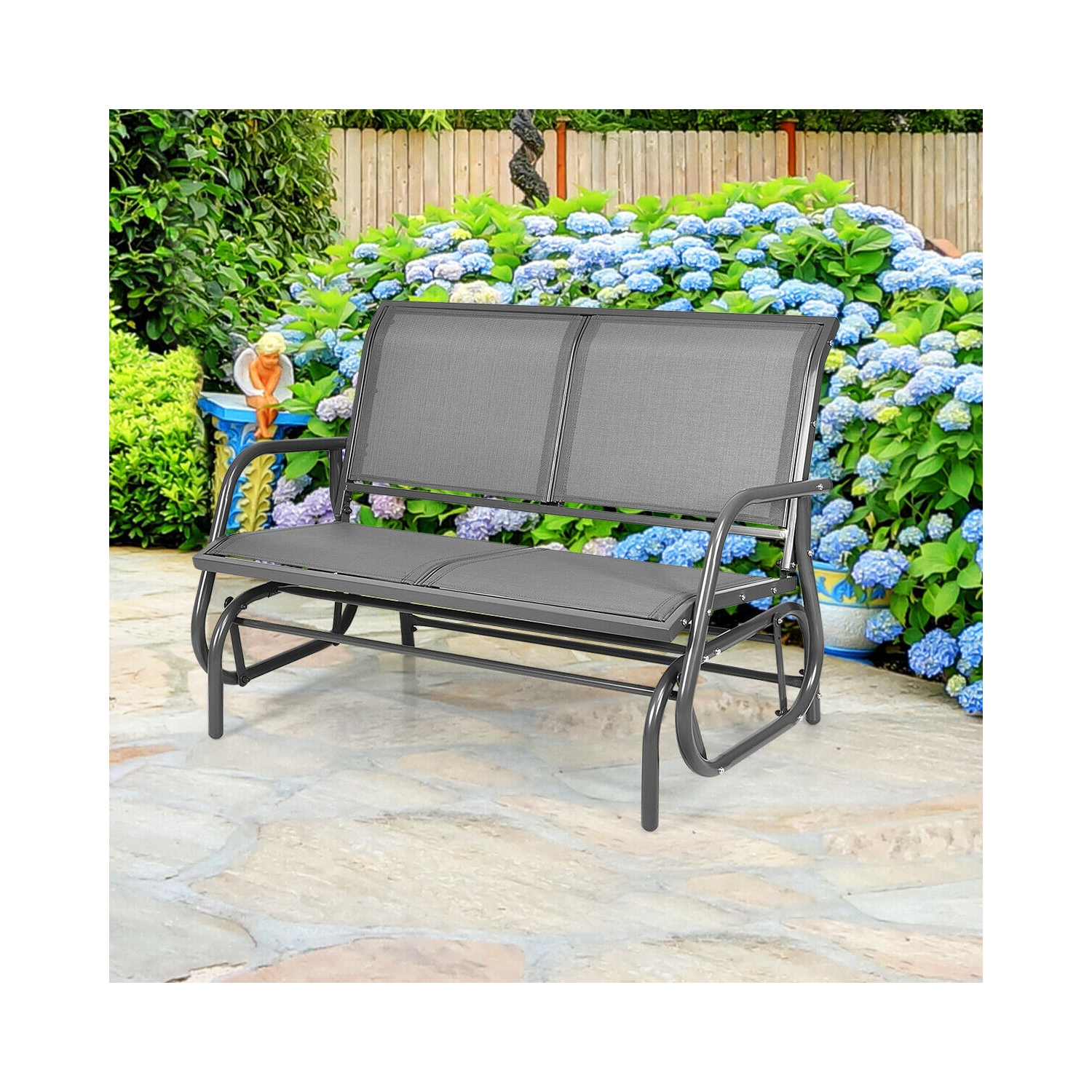 Chaise balançoire d'extérieur, banc de terrasse confortable pour 2 personnes,Gris