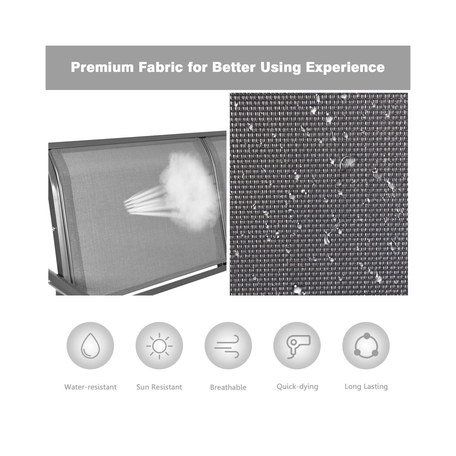 Chaise balançoire d'extérieur, banc de terrasse confortable pour 2 personnes,Gris