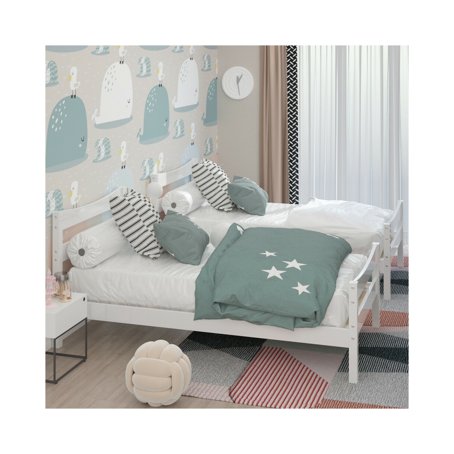 Gymax Twin Size Platform Bed Frame Foundation w/Headboard &Wood Slat Support White