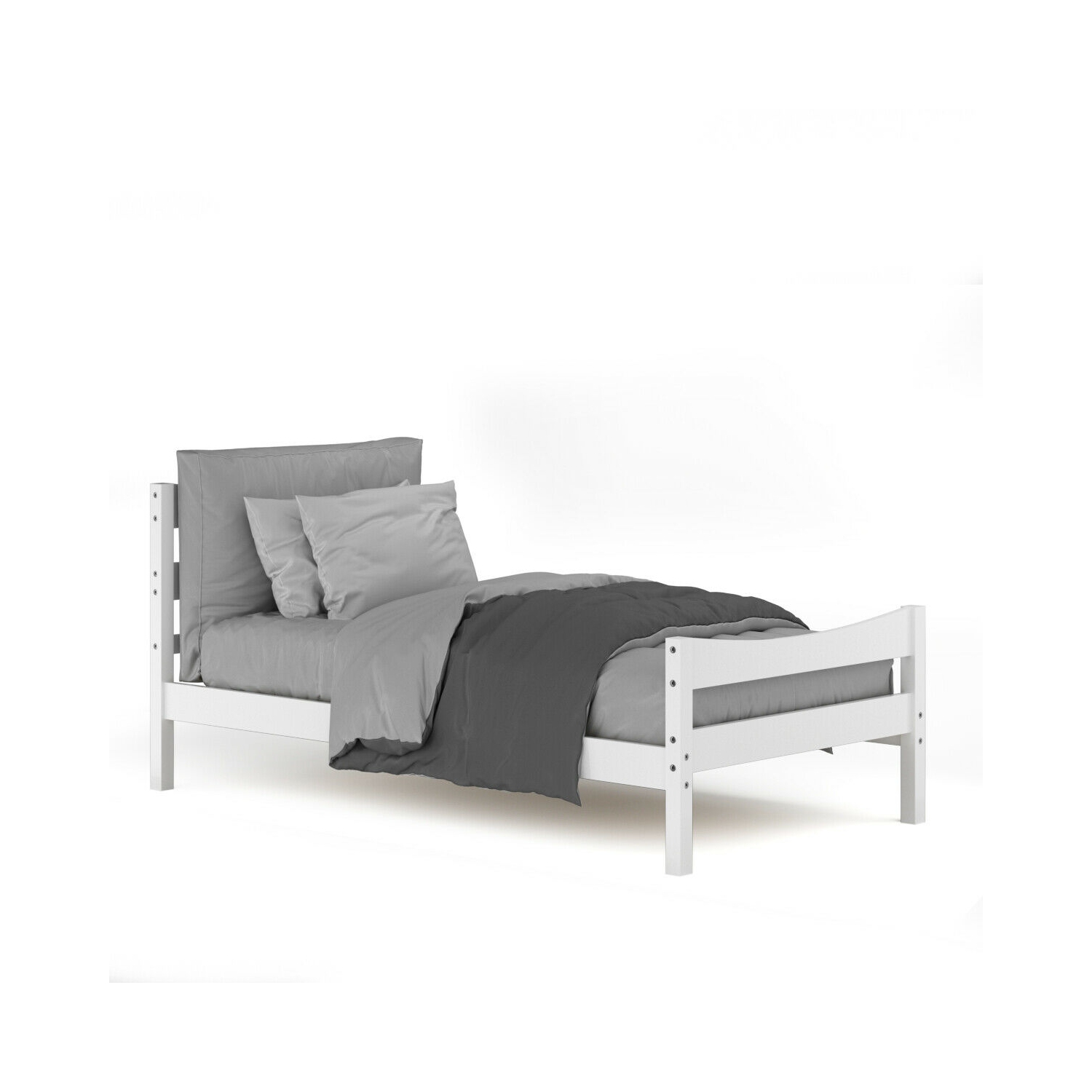 Gymax Twin Size Platform Bed Frame Foundation w/Headboard &Wood Slat Support White