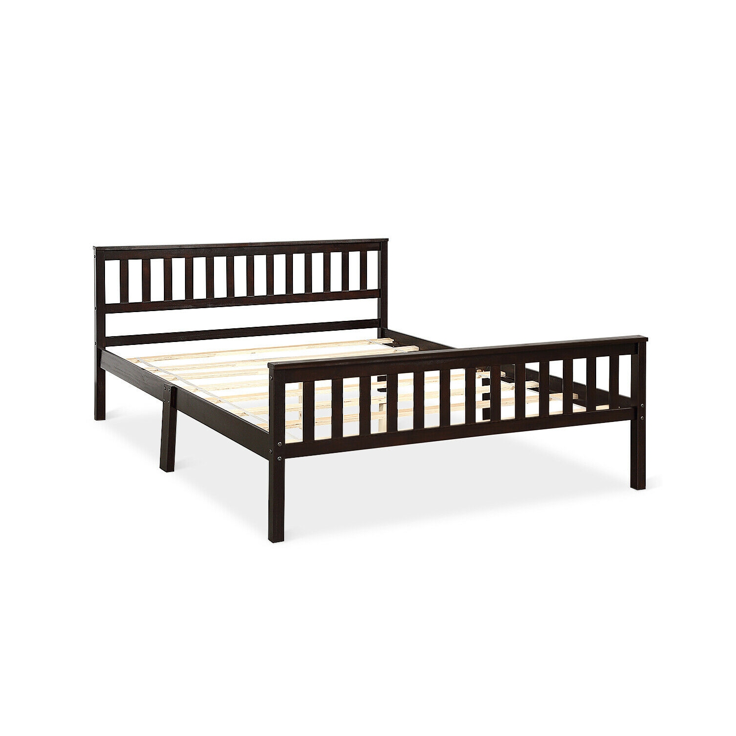Gymax Wood Bed Frame Wood Slats Support Platform W/ Headboard &Footboard Queen Size