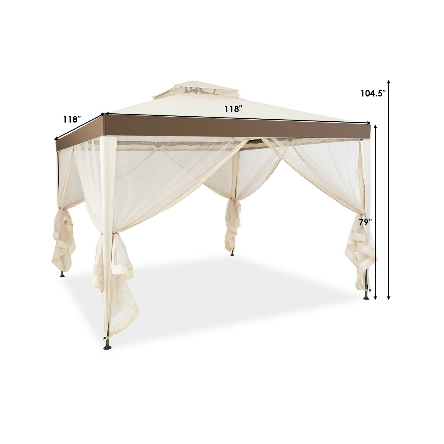 Gymax 10'x 10' Canopy Gazebo Tent Shelter W/Mosquito Netting Outdoor Patio