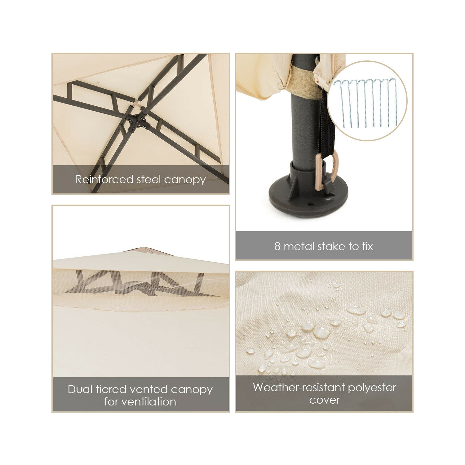 Gymax 10'x 10' Canopy Gazebo Tent Shelter W/Mosquito Netting Outdoor Patio