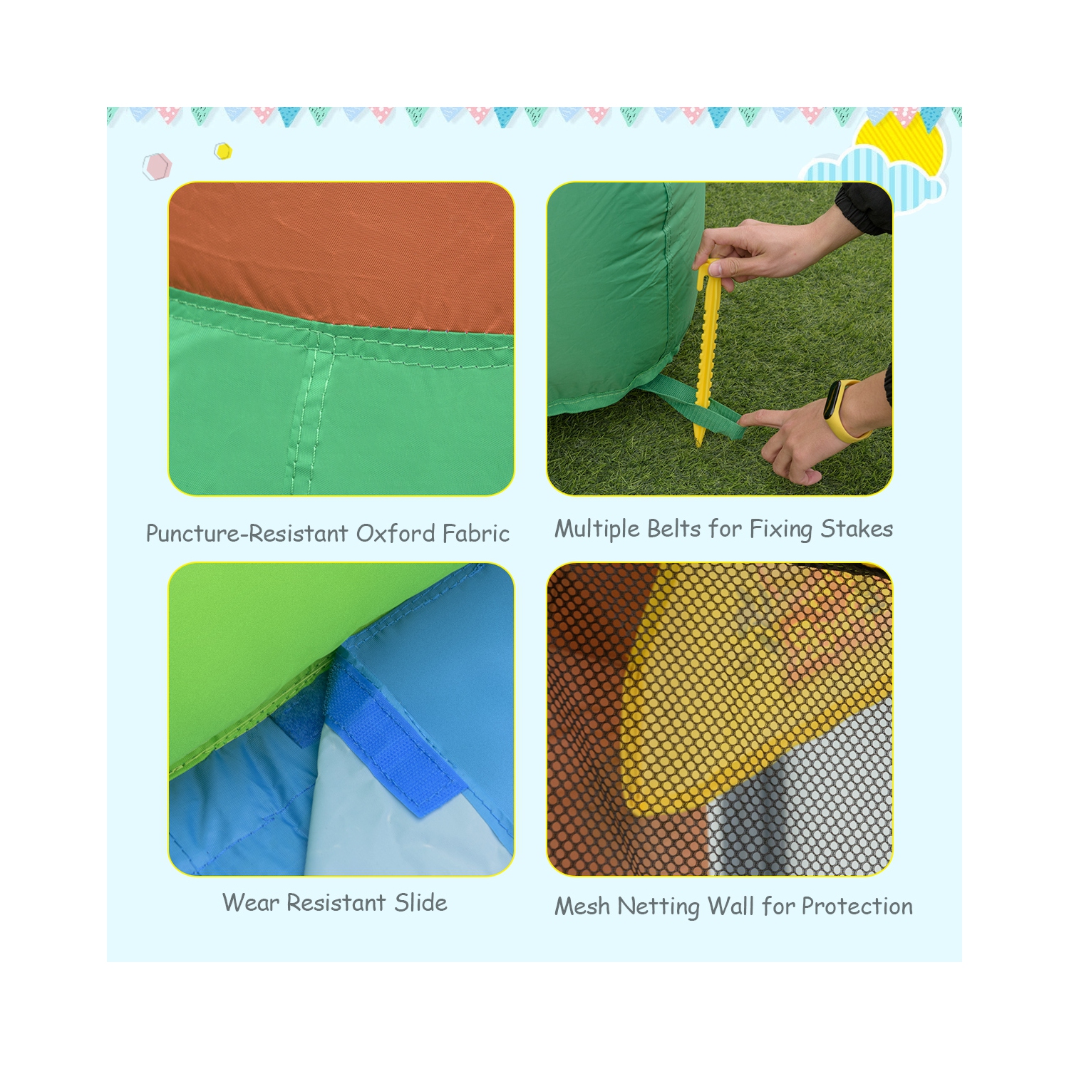 Gymax Inflatable Jungle Bounce House w/ Dual Slides Climbing Wall Jumping Area