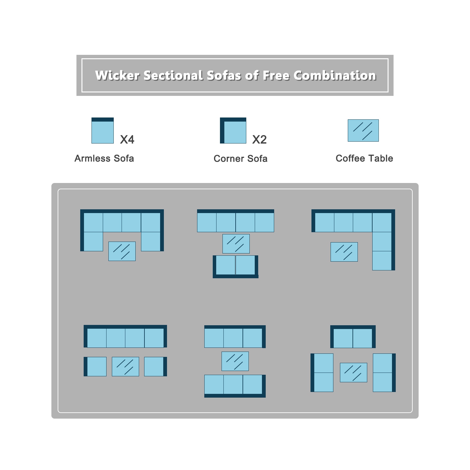 Gymax 7PCS Rattan Patio Conversation Set Sectional Furniture Set w/ Red Cushion