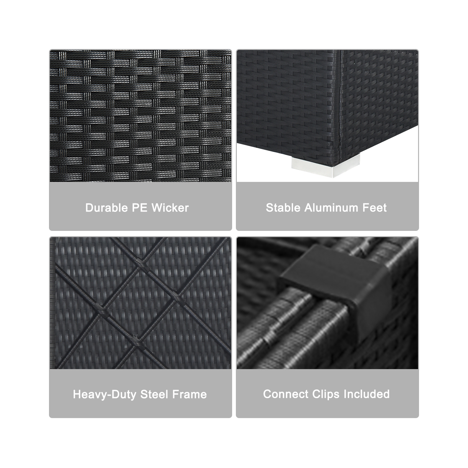 Gymax 7PCS Rattan Patio Conversation Set Sectional Furniture Set w/ Red Cushion