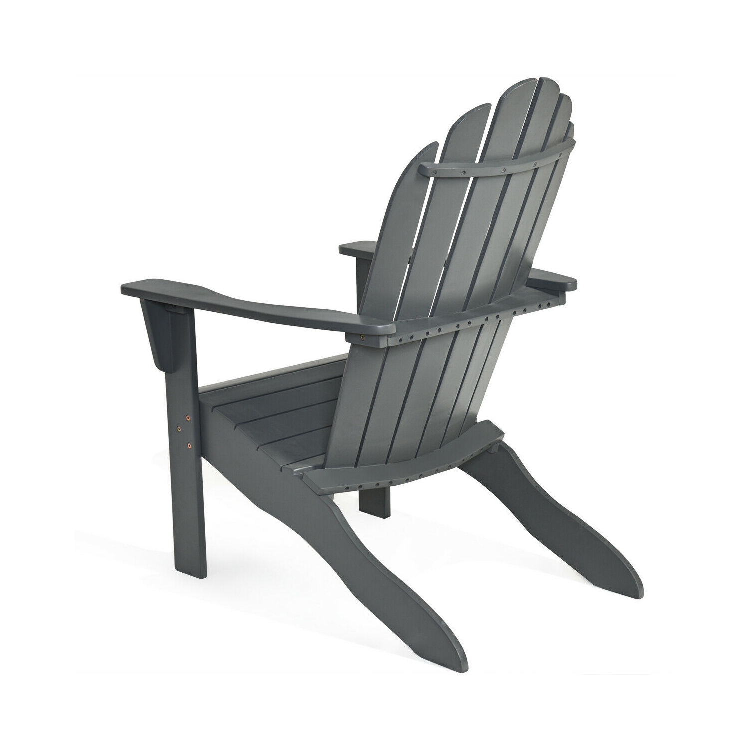 Gymax 2PCS Wooden Classic Adirondack Chair Lounge Chair Outdoor Patio Grey