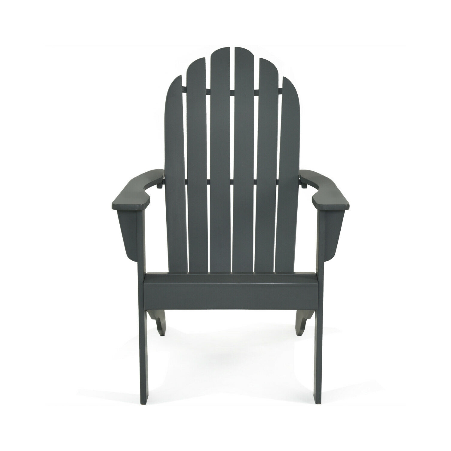 Gymax 2PCS Wooden Classic Adirondack Chair Lounge Chair Outdoor Patio Grey