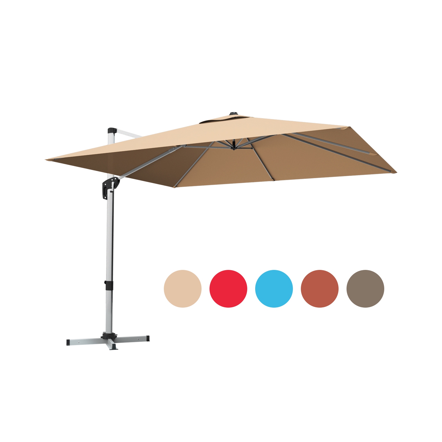 Parasol déporté rectangulaire 305cm Gymax