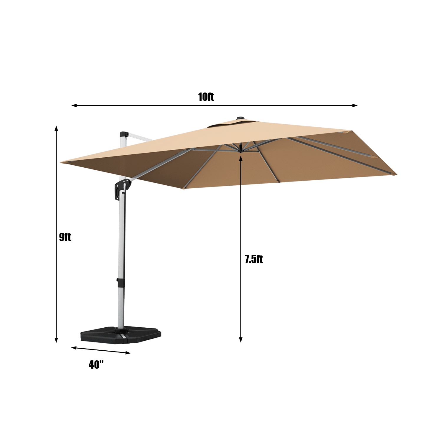 Parasol déporté rectangulaire 305cm Gymax
