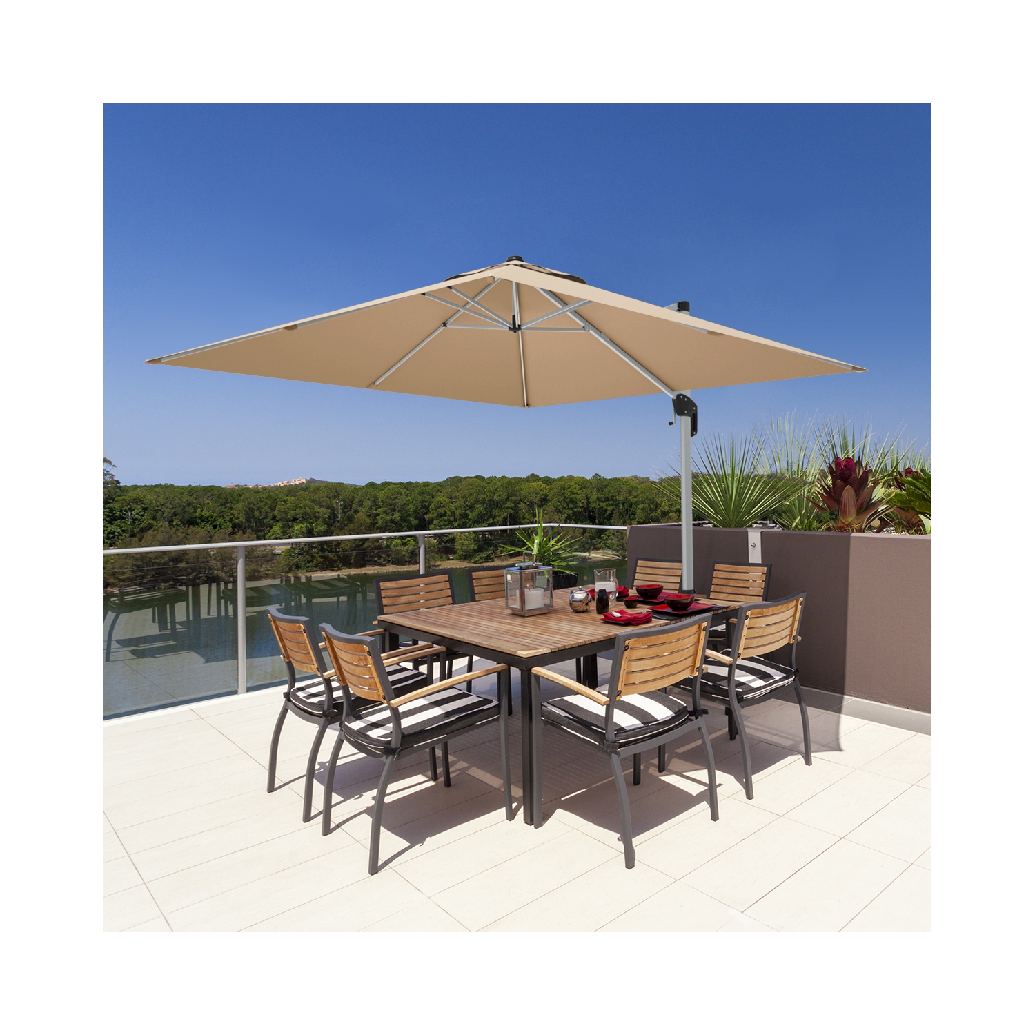 Parasol déporté rectangulaire 305cm Gymax