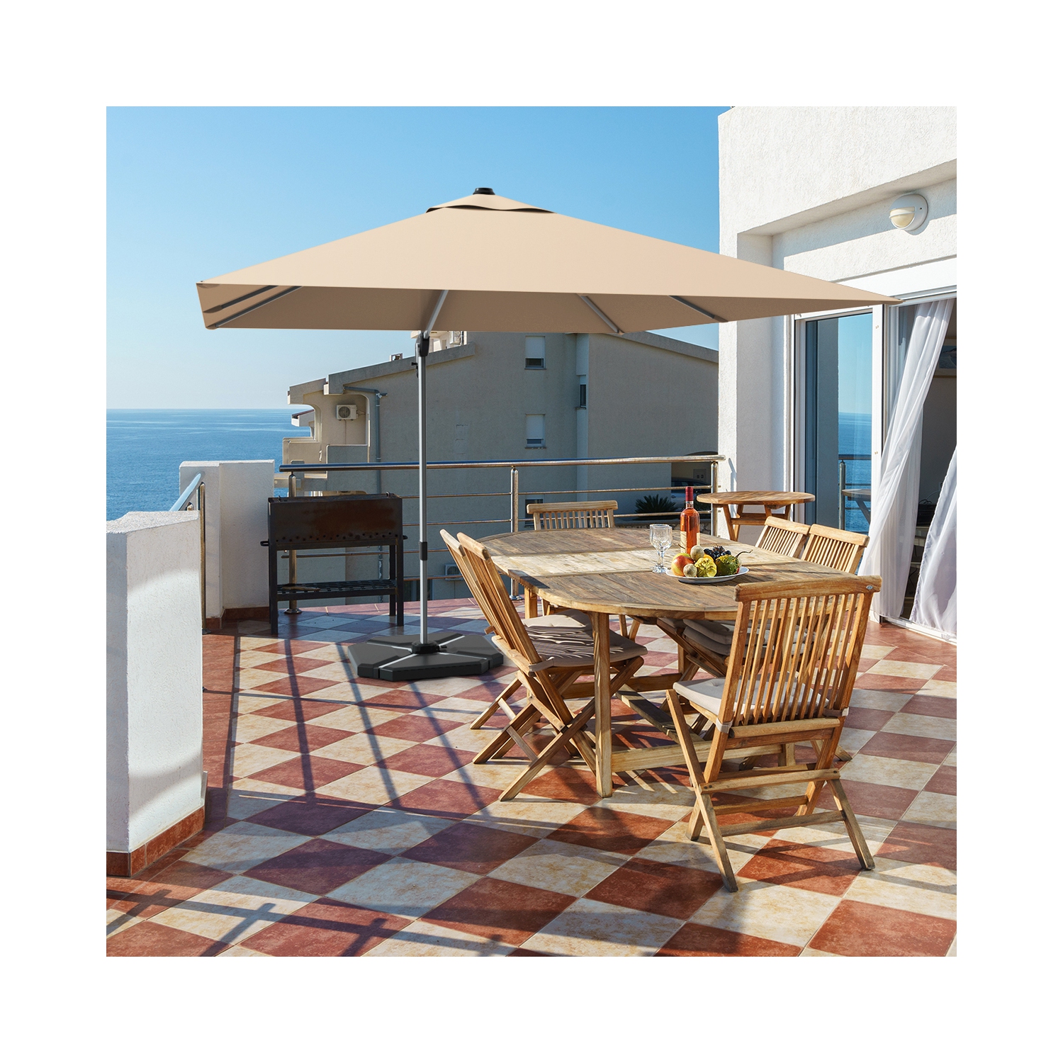 Parasol déporté rectangulaire 305cm Gymax