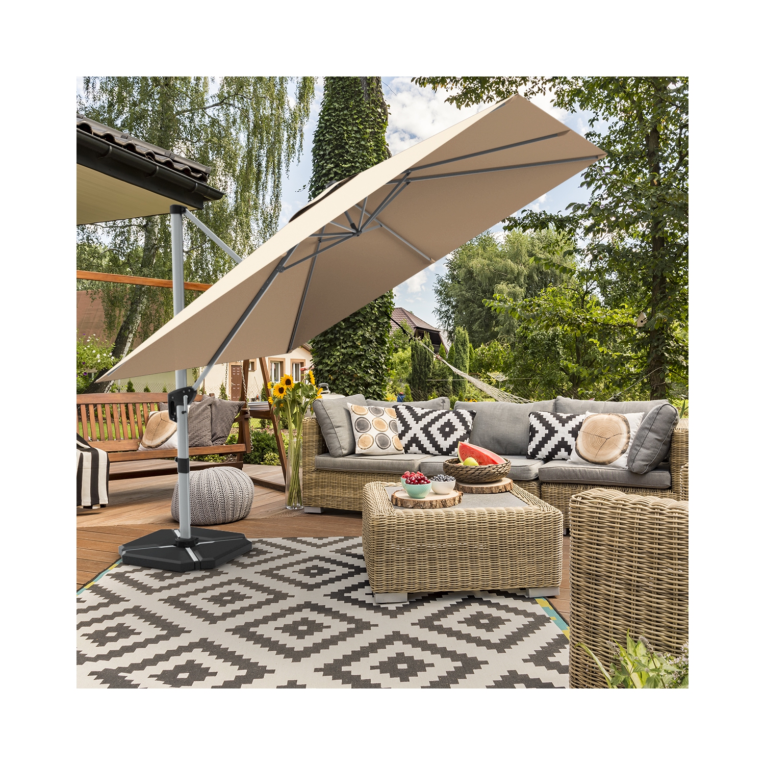 Parasol déporté rectangulaire 305cm Gymax