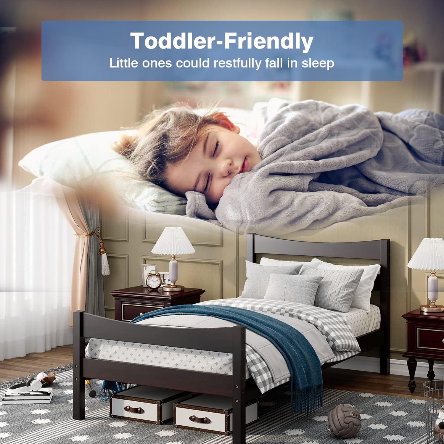 Gymax Twin Size Platform Bed Frame Foundation w/Headboard &Wood Slat Support Espresso