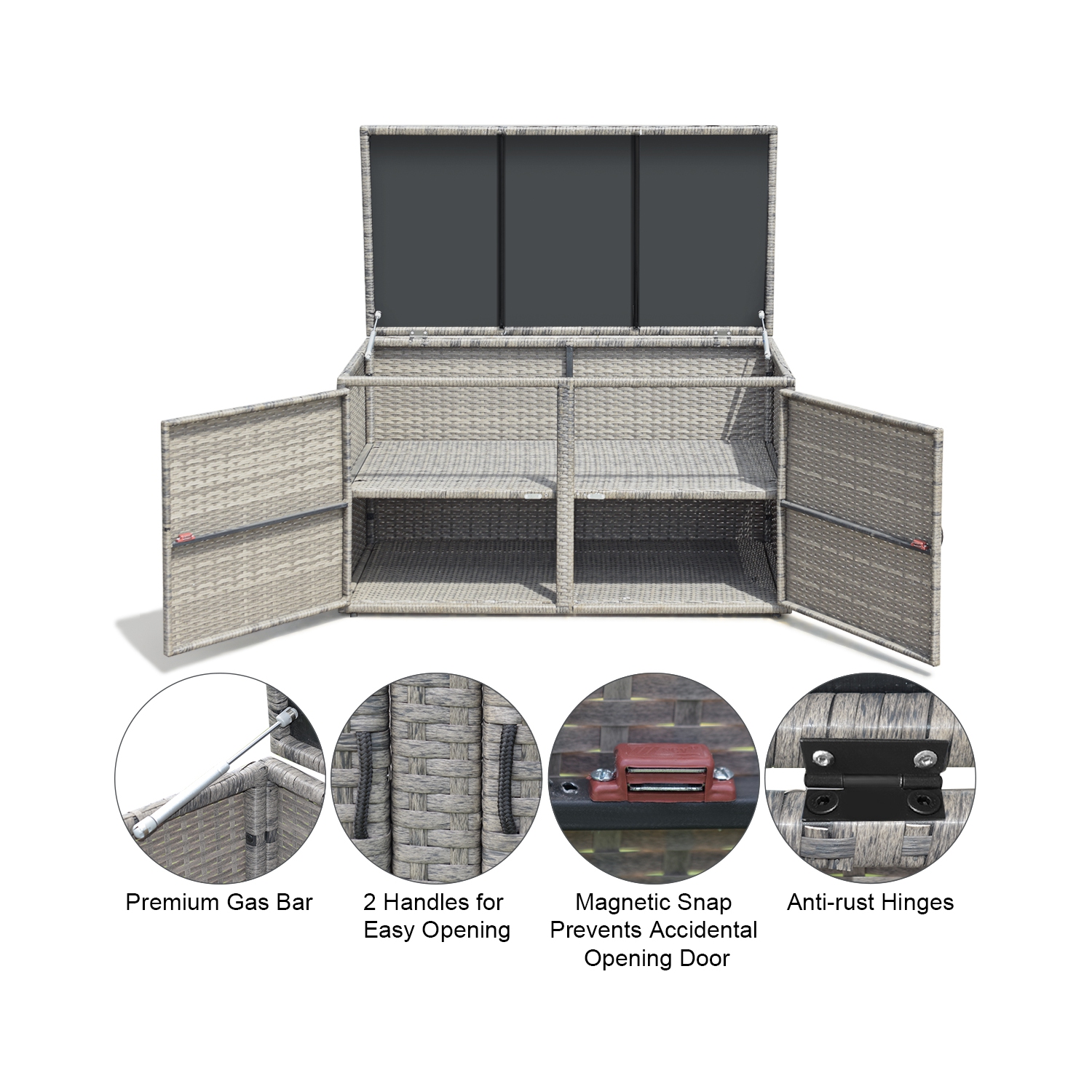 Gymax 88 Gallon Rattan Storage Box Outdoor Patio Container Seat w/ Shelf Door