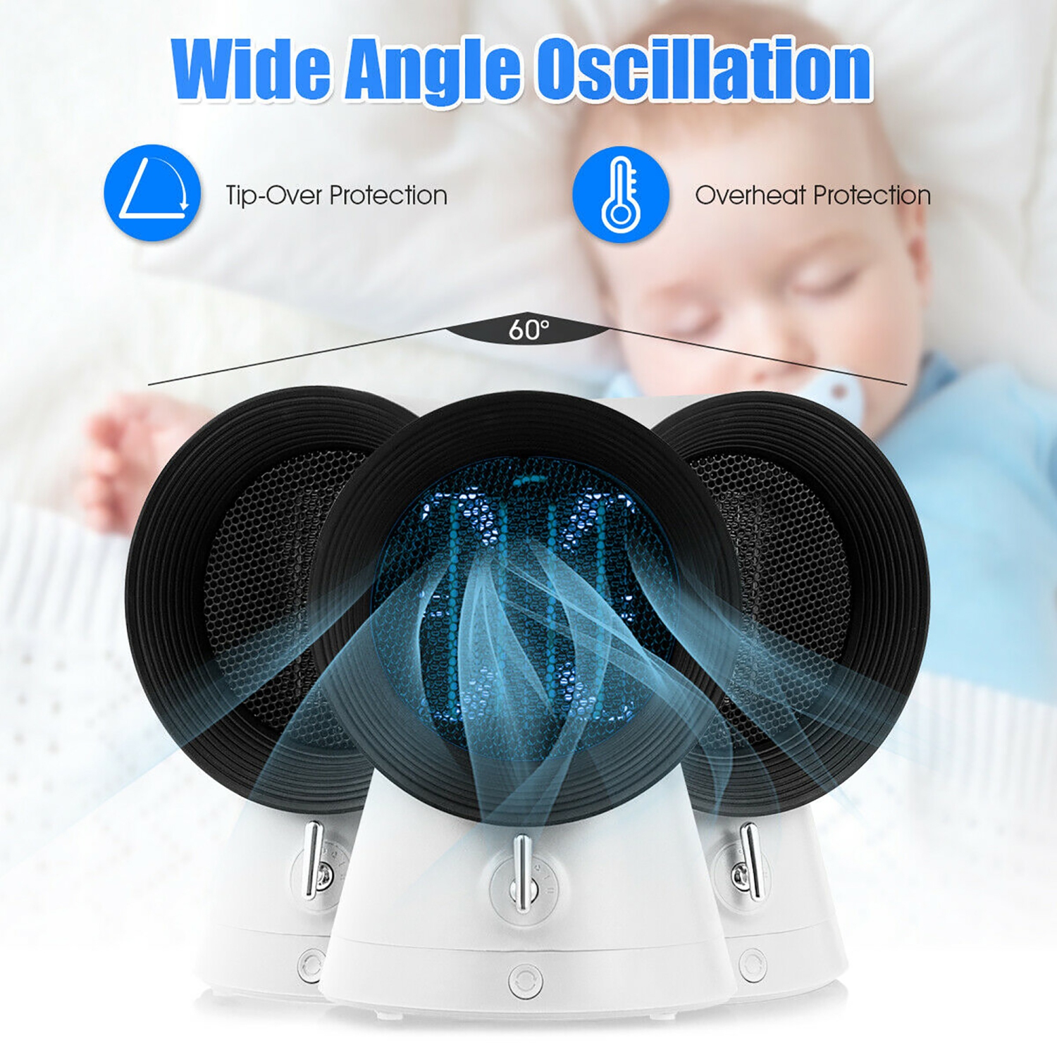 Costway 1500W Portable Space Heater Electric Desktop Heating Fan PTC Ceramic