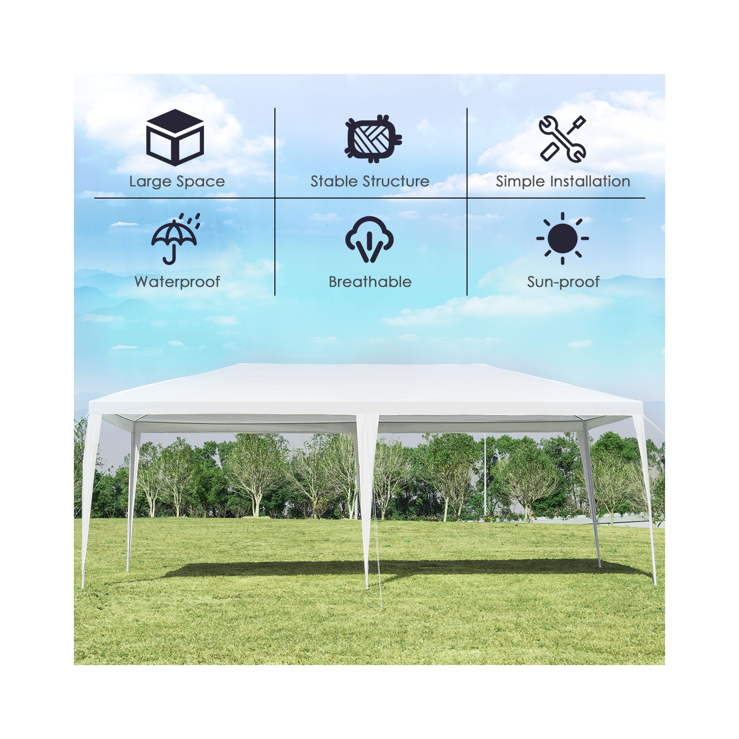 Costway 10'x20' Outdoor Party Wedding Tent Heavy Duty Canopy Pavilion
