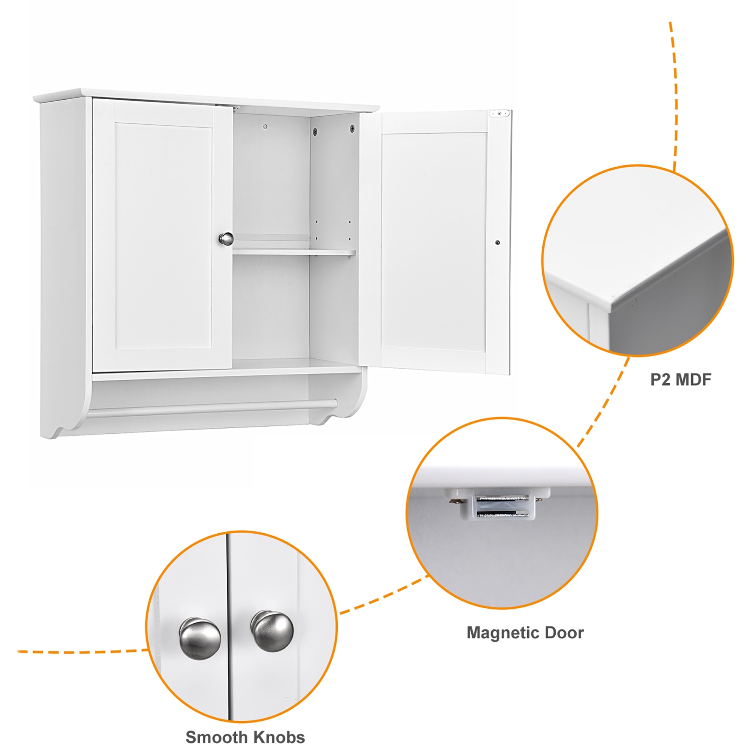 Costway Wall Mounted Bathroom Medicine Cabinet Storage Cupboard w/ Towel Bar