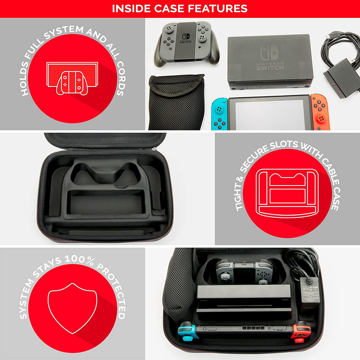 Nintendo Switch / OLED Switch System Carrying Case – Protective Deluxe  Travel System Case – Black Ballistic Nylon Exterior – Official Nintendo 