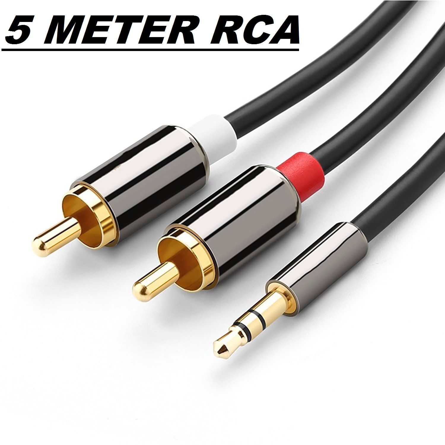 ISTAR 16.4FT / 5 Meter Aux To Twin Phono Cable 3.5mm Plugs Stereo Jack RCA Long Speaker Audio Lead