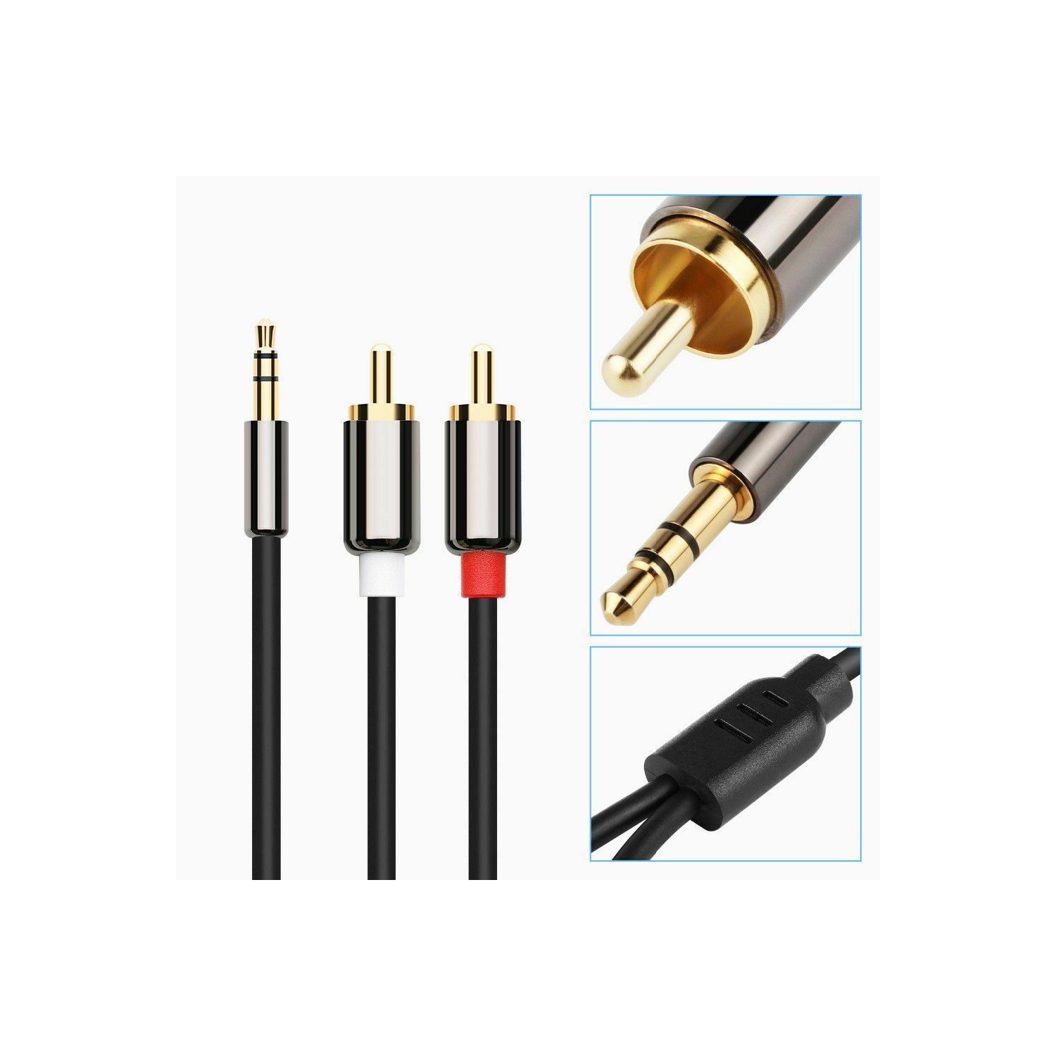 ISTAR 16.4FT / 5 Meter Aux To Twin Phono Cable 3.5mm Plugs Stereo Jack RCA Long Speaker Audio Lead