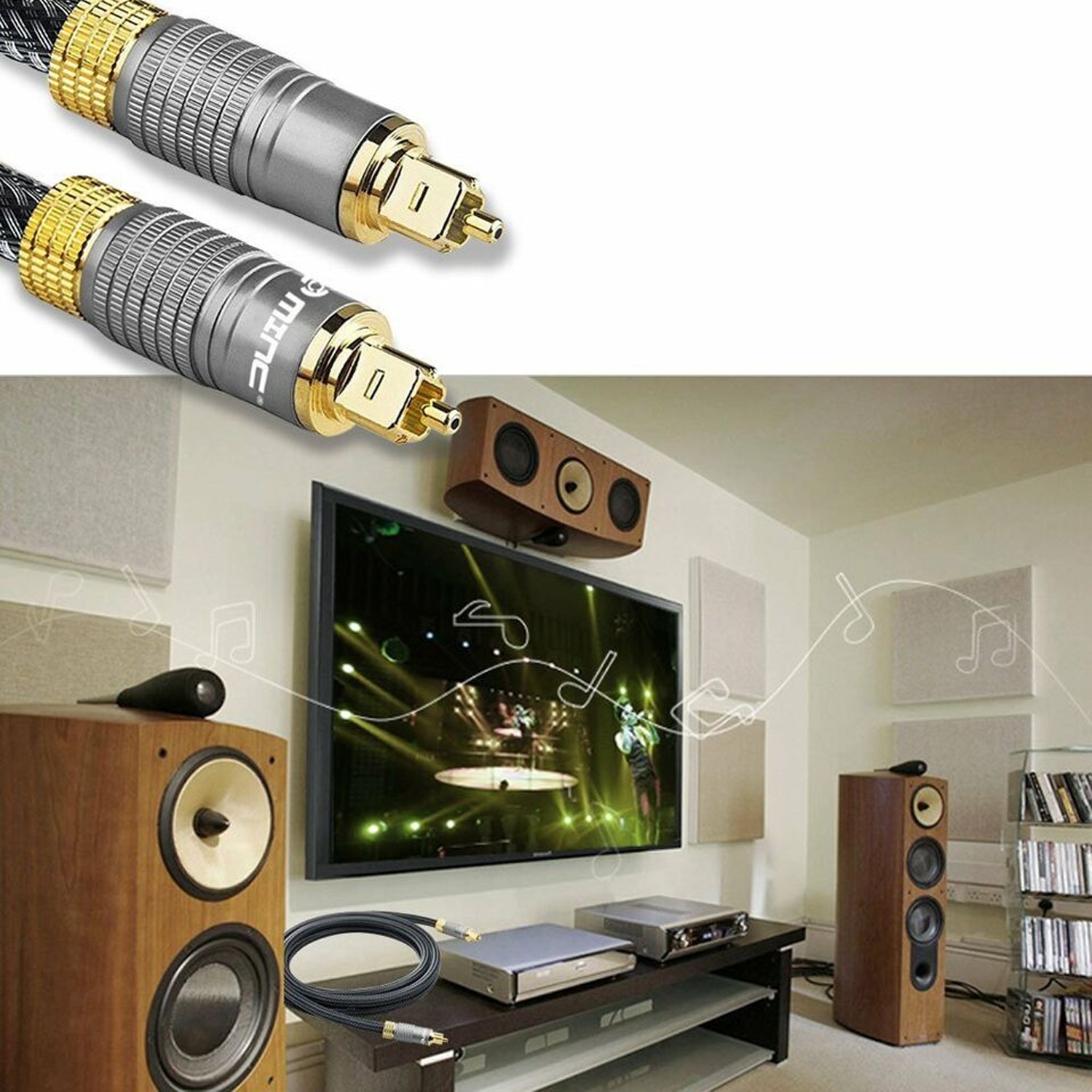 Câble Toslink à fibre optique numérique ISTAR plaqué or Câble audio de 3 mètres