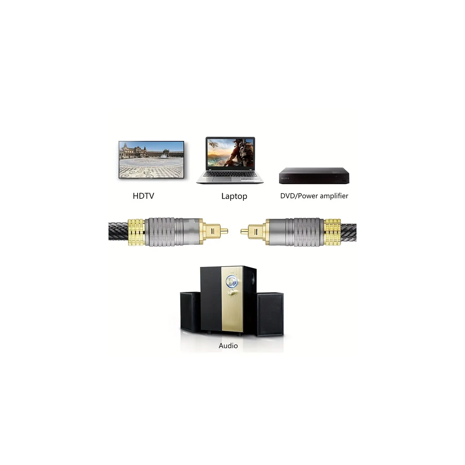 Câble toslink fibre numérique 1,8&nbsp;M-5,9 pi d'ISTAR – Câble audio plaqué or pour cinéma maison, barre de son, téléviseur, PlayStation