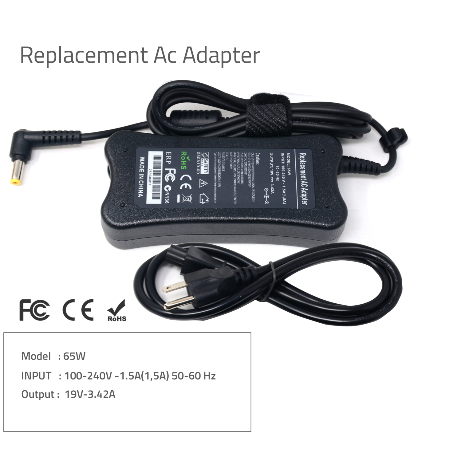 NEW 65W AC adapter charger for LENOVO 19V 3.42A Laptop Power Adapter Compatible with Lenovo IdeaPad 330 330S 320 320S ADL45WCC, Yoga 710 510 520 530