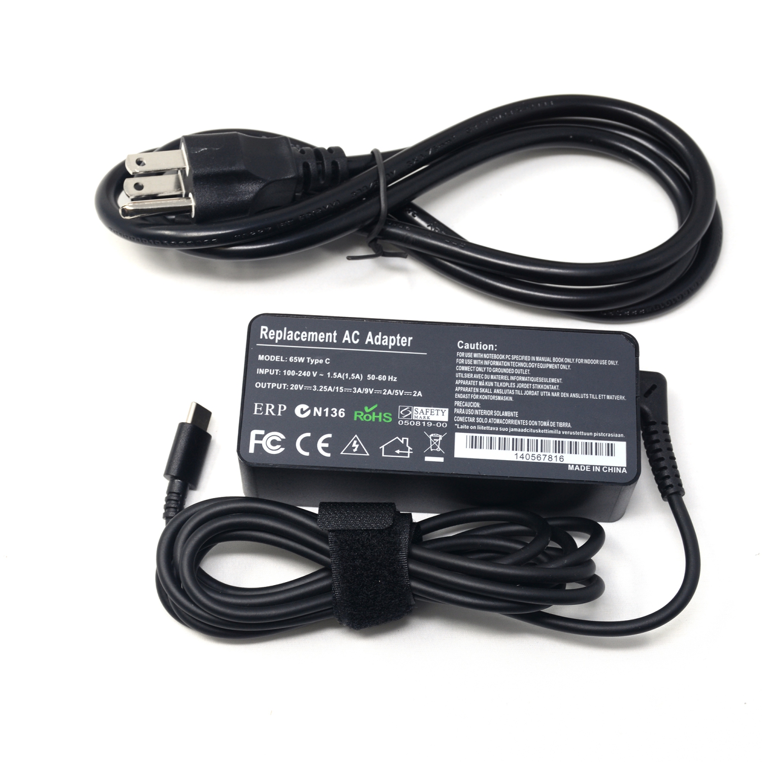 Chargeur pour Lenovo Thinkpad 65W USB-C Ordinateur Portable pour