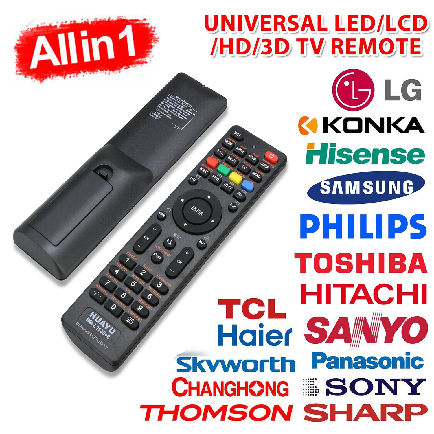ISTAR Universal TV Remote Replacement IR Controller for Samsung, LG, Sony, Panasonic, Smart TV, HAIER, Toshiba, Philips, TCL, JVC, Hitachi, Hisense