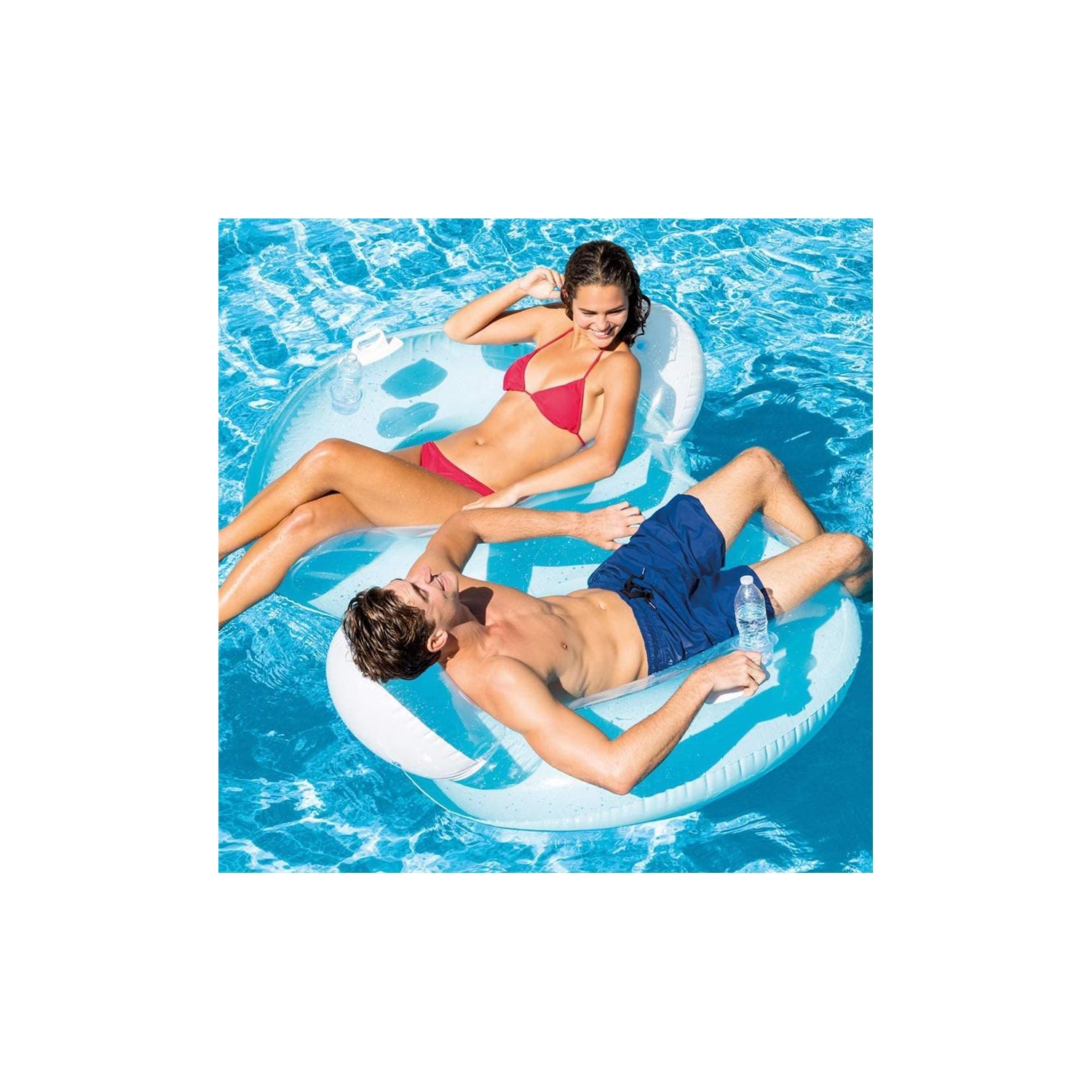 Intex - Fauteuil Gonflable Double pour Piscine, 78'' x 46'', Turquoise
