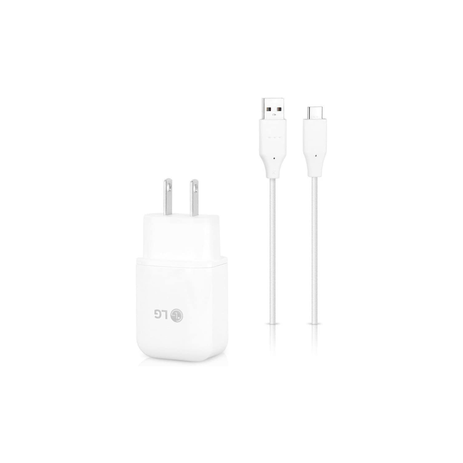 (2pack) LG Fast Charger with USB Type-C Cable Quick Charge for LG G5 G6 G7 ThinQ V30 V40 V20 Stylo 4 V35 ThinQ - WHITE