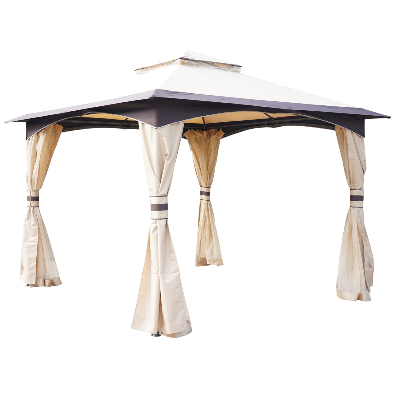 Outsunny 10' x 10' Soft Top Outdoor Gazebo Gardem Pavilion Shelter Steel Frame