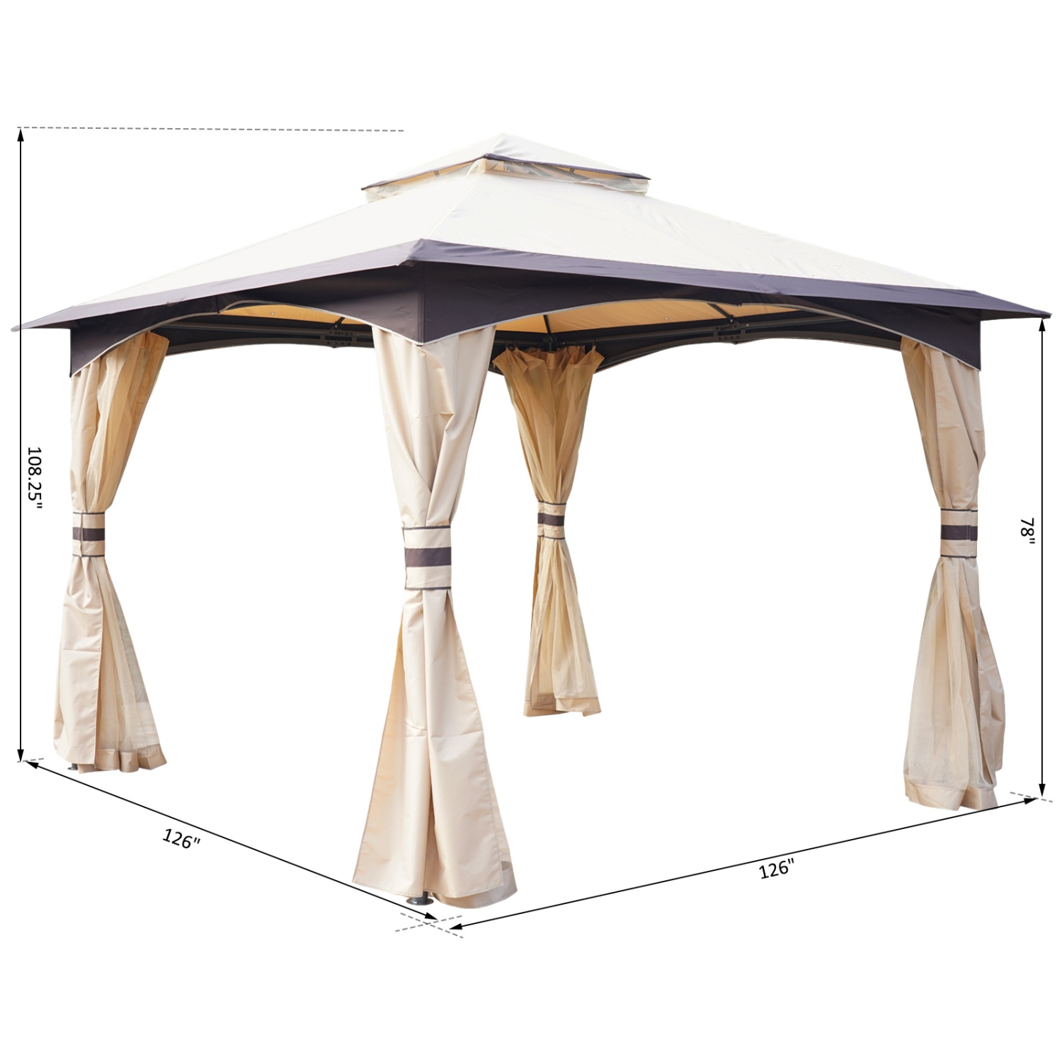 Outsunny 10' x 10' Soft Top Outdoor Gazebo Gardem Pavilion Shelter Steel Frame