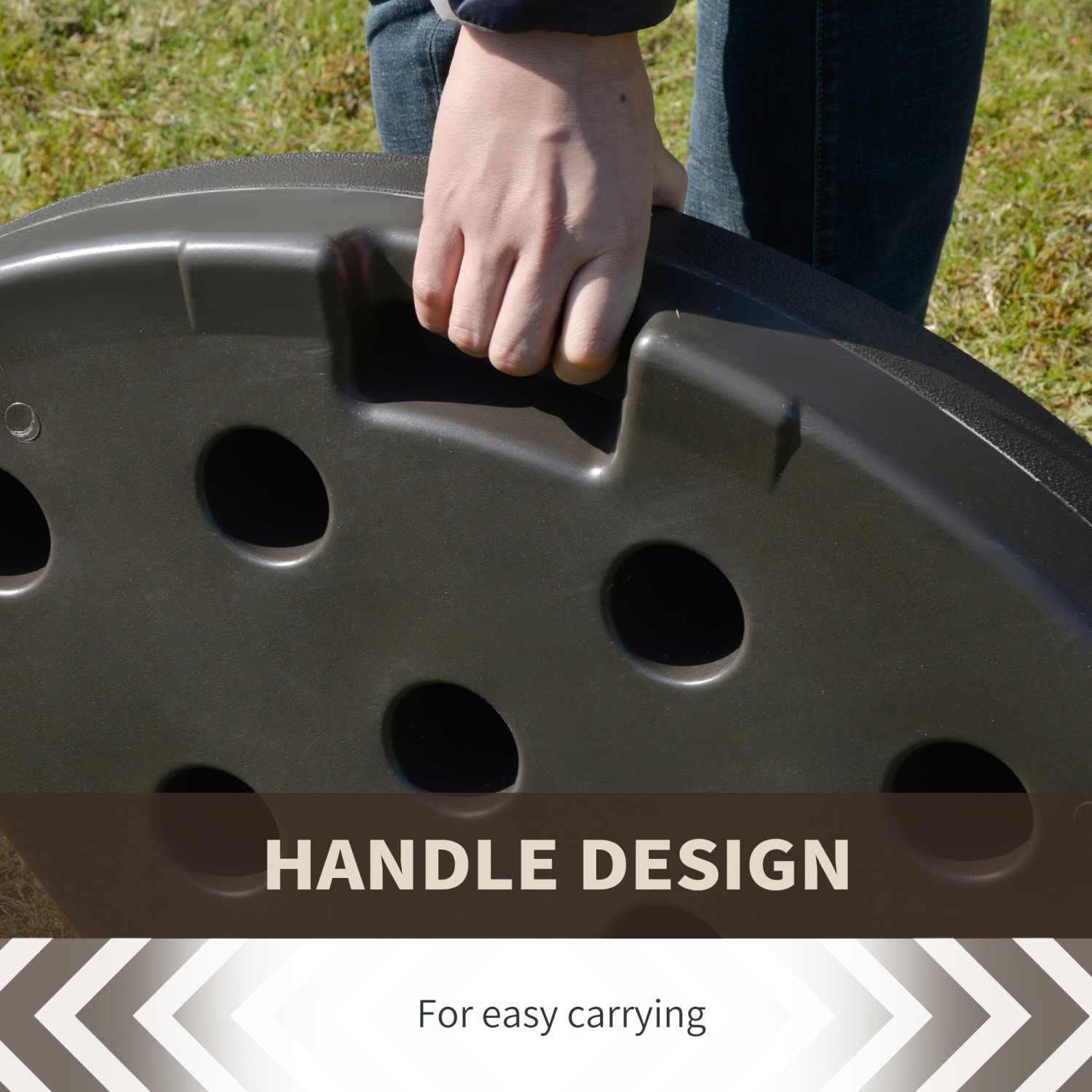 Parasol de patio excentré 4 pièces à cantilever avec poignées Outsunny, rempli d'eau et de sable