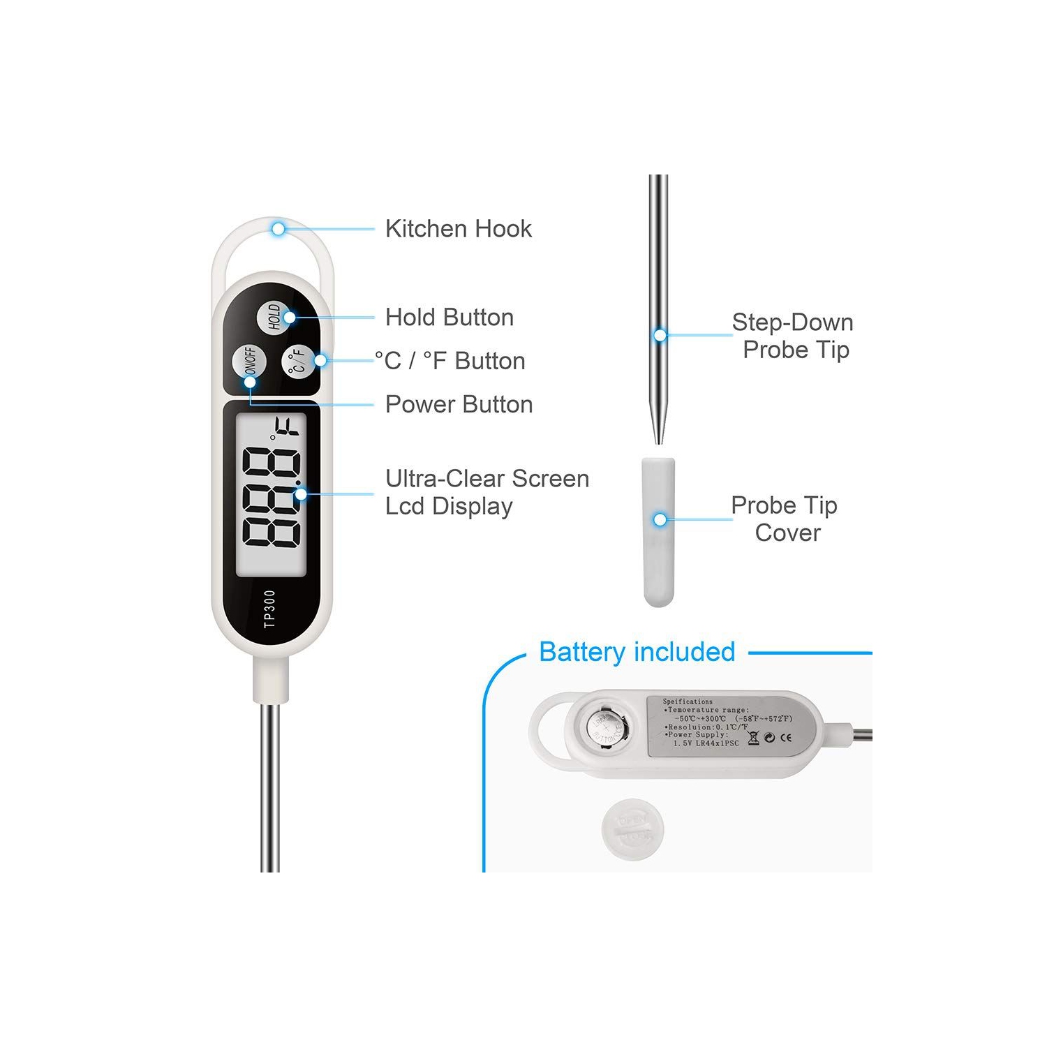 ISTAR Instant Read Digital Meat Cooking Food Candy Thermometer Oil Deep Fry BBQ BBQ Smoker Thermometer