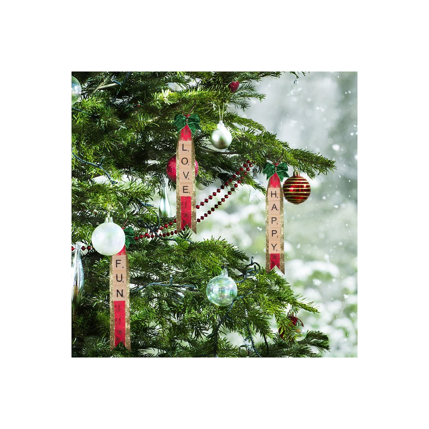 ISTAR 100 tuiles de lettres en bois, Scrabble Letters for Crafts, décoration en bois, sous-verres de l’alphabet et jeu de mots croisés